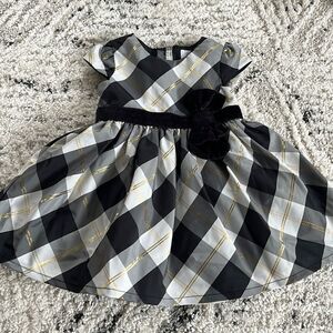 Like New Black White Grey Gold Checker Party Dress